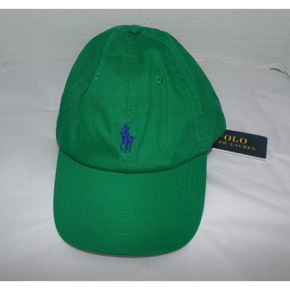 Polo Ralph Lauren Mens Green Cotton Chino Baseball Cap Purple Pony NWT OS